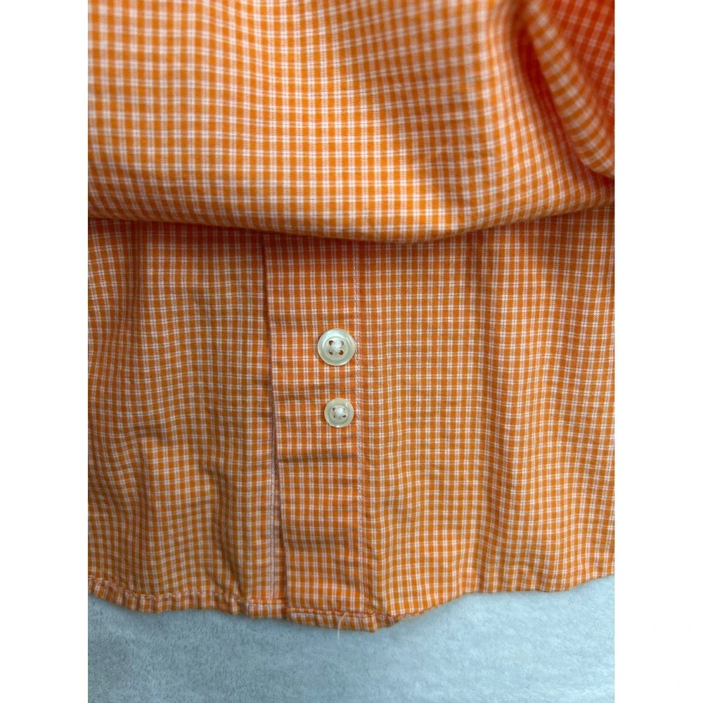 Tommy Hilfiger Shirt Mens M Orange Gingham Button Down Long Sleeve - Picture 5 of 8